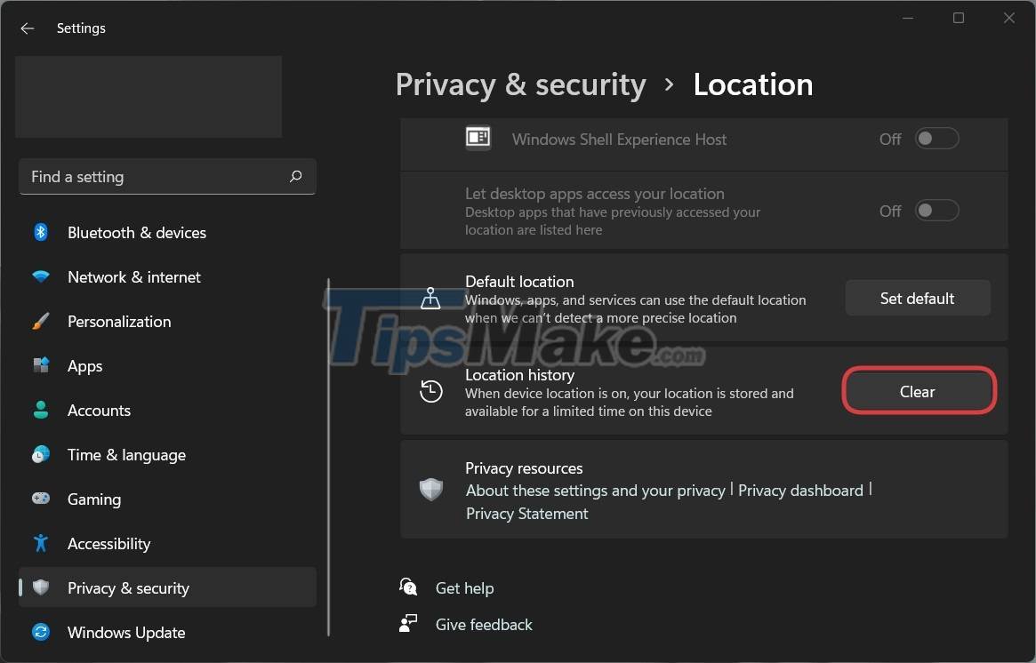 How to delete location history on Windows 11 Picture 3