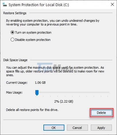 How to delete System Restore Points in Windows 10 Picture 10