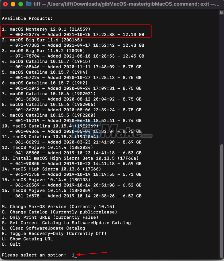 How to download the macOS 12 Monterey installer with gibMacOS Picture 4