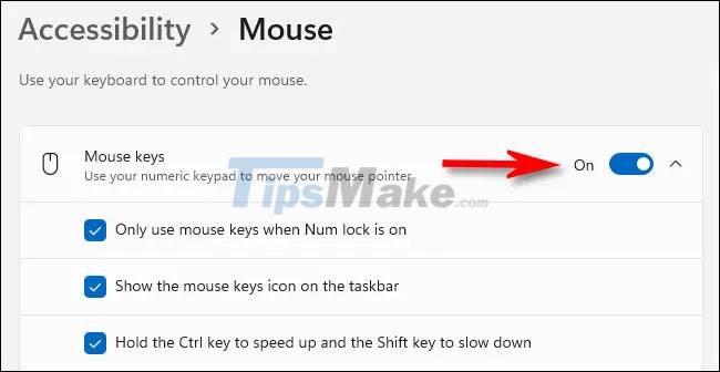 How to enable the numeric keypad as a mouse on Windows 11 Picture 3