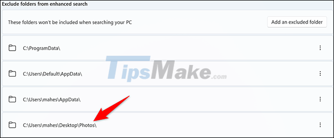 How to hide a specific folder from search results on Windows 11 Picture 5