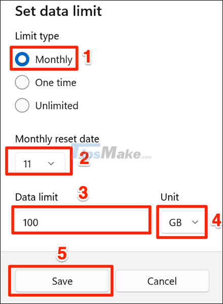 How to set Internet data usage limit in Windows 11 Picture 6