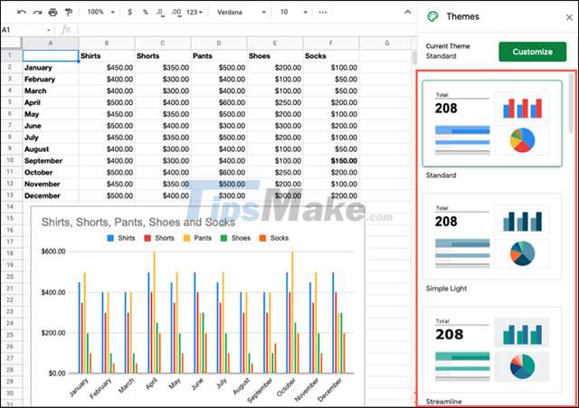 How to use and customize themes in Google Sheets Picture 2