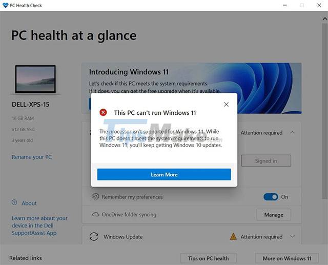 Microsoft releases 'improved version' PC Health Check app - TipsMake.com