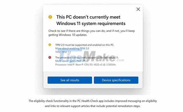 Microsoft releases 'improved version' PC Health Check app - TipsMake.com