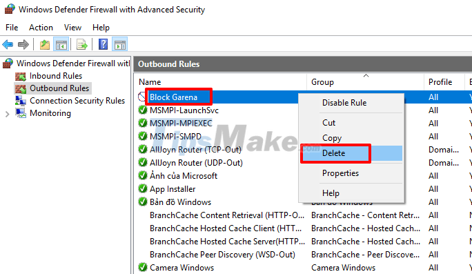 Steps to block software from connecting to the Internet with Firewall Picture 10