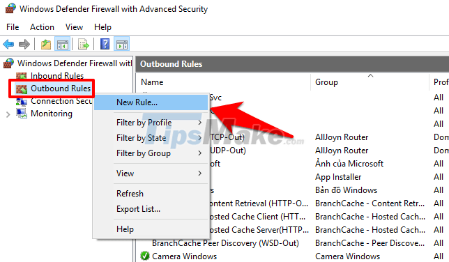 Steps to block software from connecting to the Internet with Firewall Picture 4
