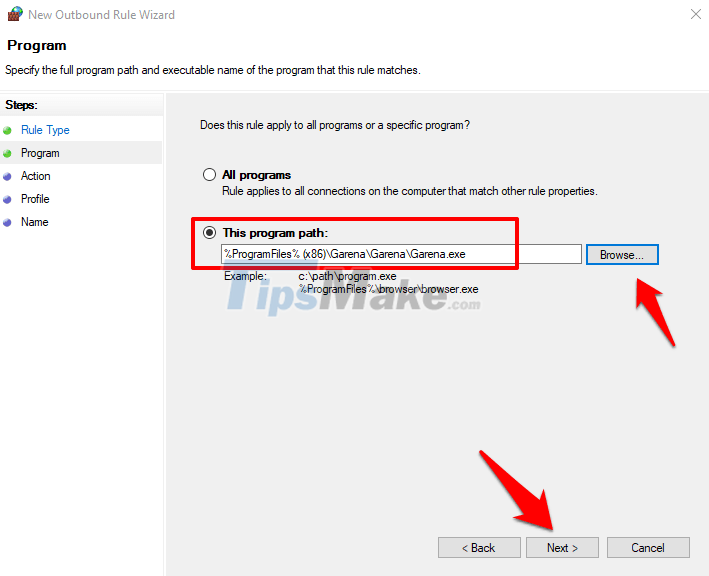 Steps to block software from connecting to the Internet with Firewall Picture 6