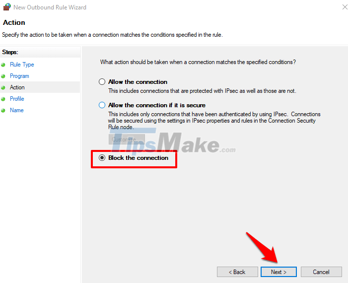 Steps to block software from connecting to the Internet with Firewall Picture 7