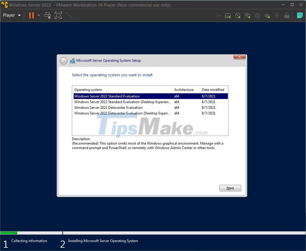 Picture 10 of Steps to install Windows Server 2022 on a virtual machine