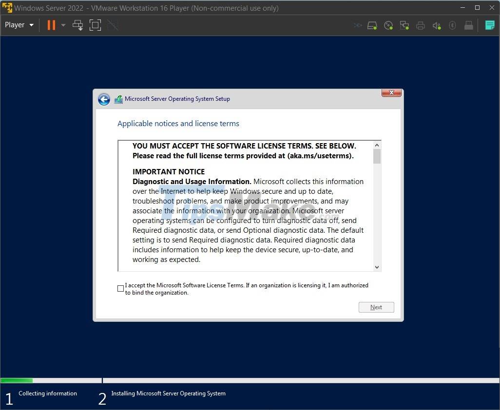 Picture 11 of Steps to install Windows Server 2022 on a virtual machine