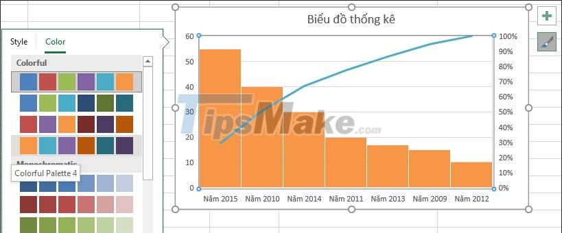 how to delete the orange bar in pareto in excel 2016