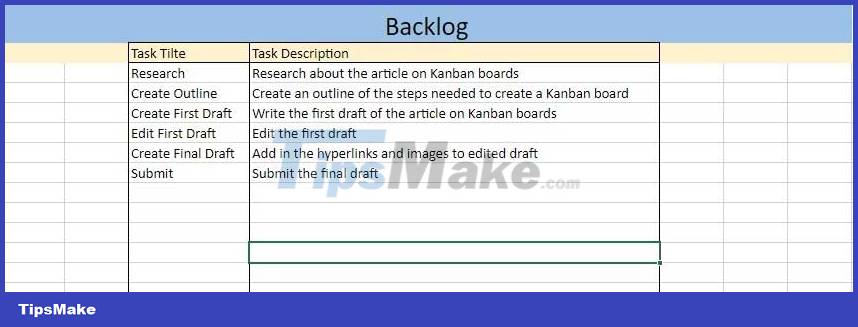 How to create a Kanban table in Excel Picture 5