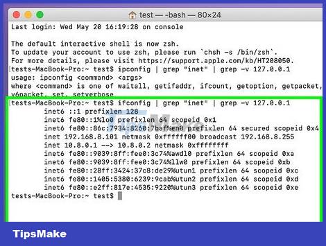 how to use terminal mac to find ip address