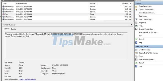 How to fix 'Event ID 2505: Server Could Not Bind to Transport' error on Windows Picture 1