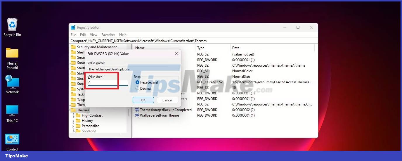 How to keep the default desktop icons and mouse pointer when changing the Windows 11 theme Picture 10