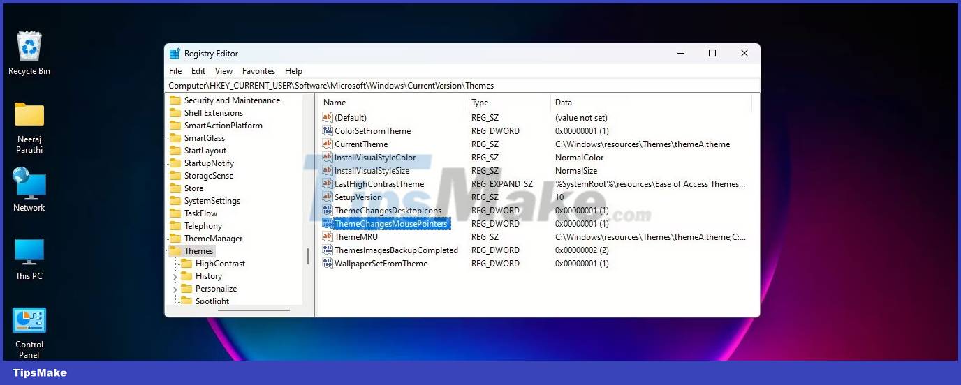 How to keep the default desktop icons and mouse pointer when changing the Windows 11 theme Picture 12