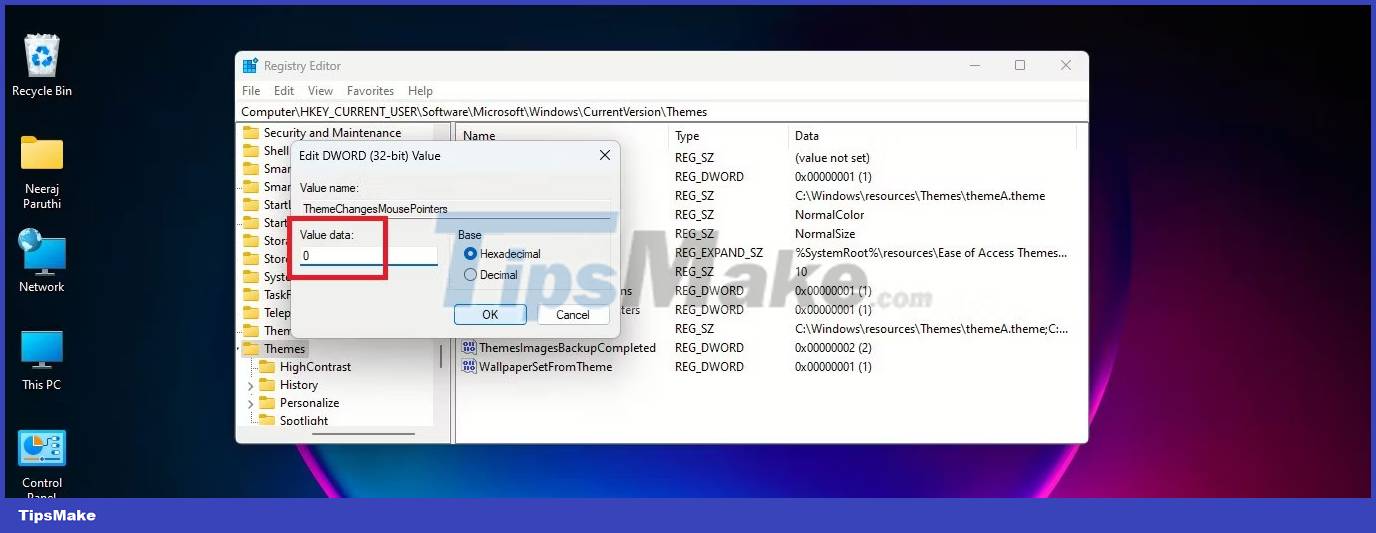 How to keep the default desktop icons and mouse pointer when changing the Windows 11 theme Picture 13