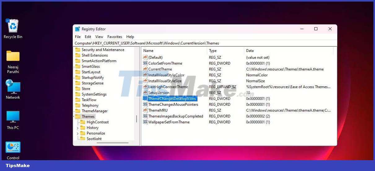 How to keep the default desktop icons and mouse pointer when changing the Windows 11 theme Picture 9