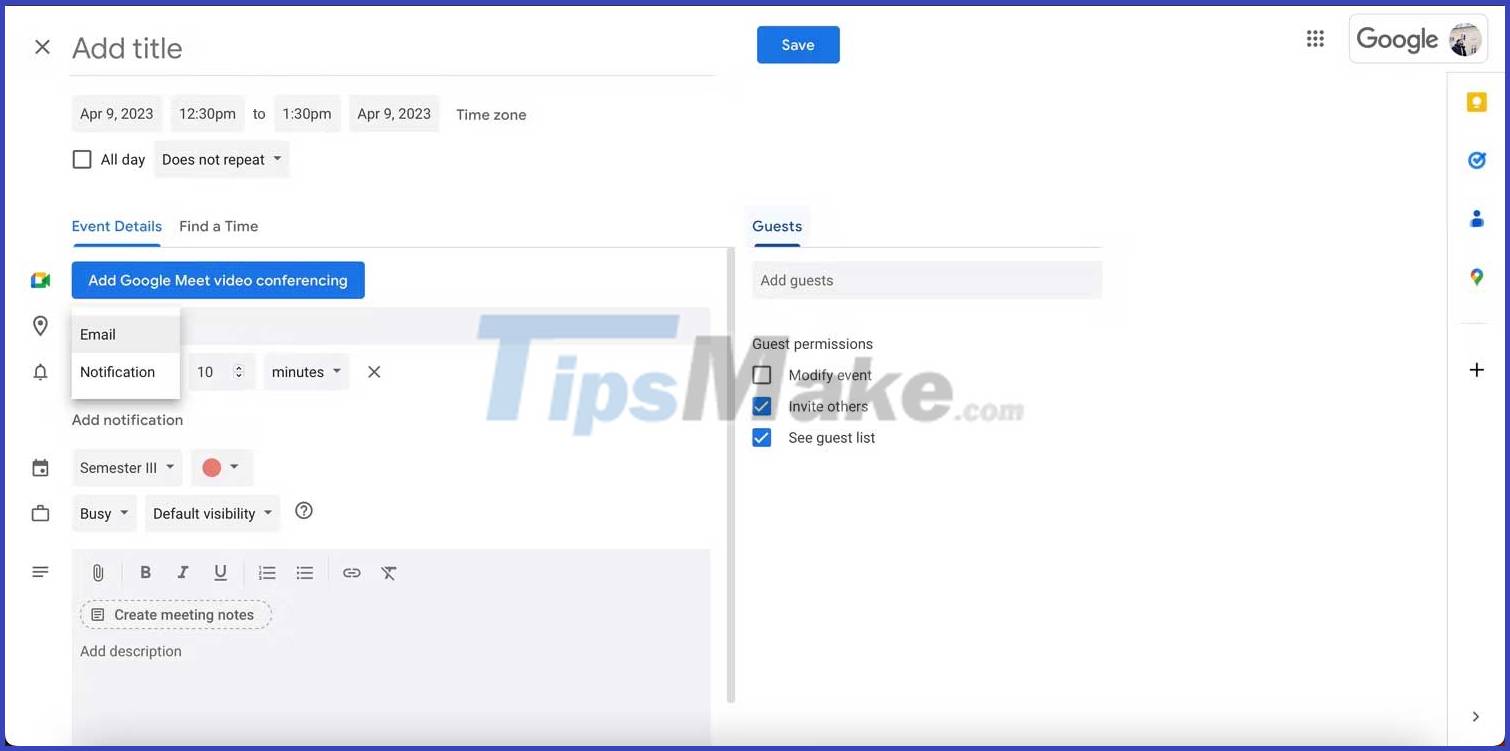 How to use Google Calendar to schedule classes Picture 5