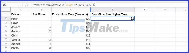 How to use the SMALL function in Google Sheets Picture 6