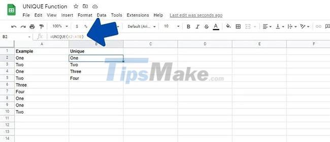 How to use the UNIQUE function in Google Sheets Picture 1