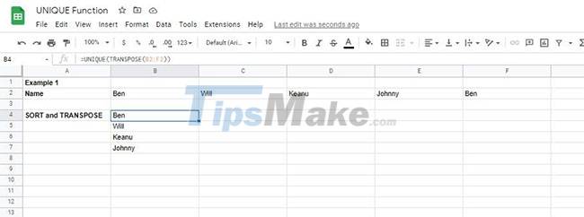 How to use the UNIQUE function in Google Sheets Picture 4