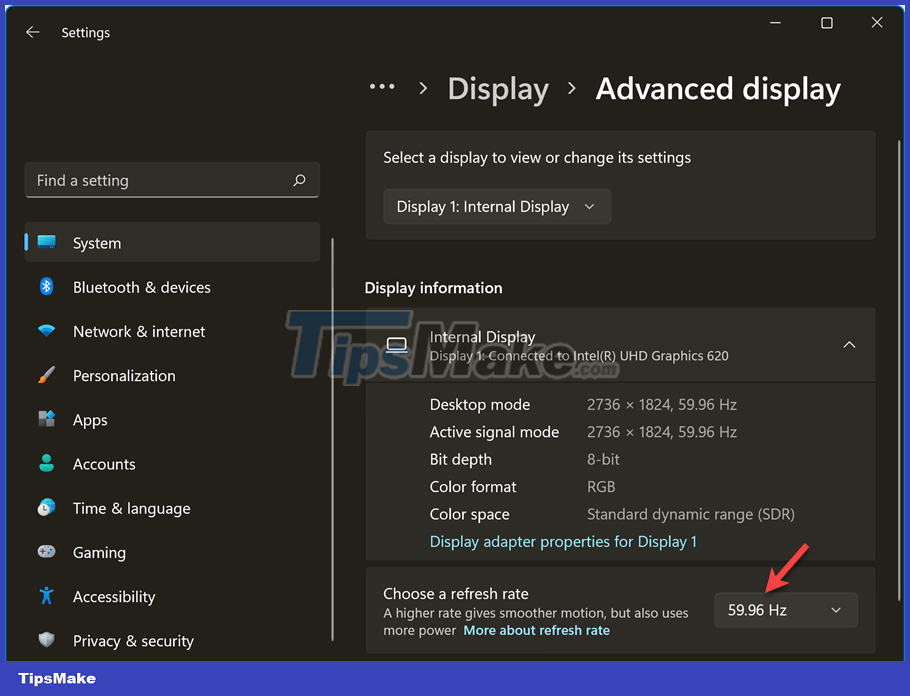 How to view and change the refresh rate of the Windows screen Picture 5
