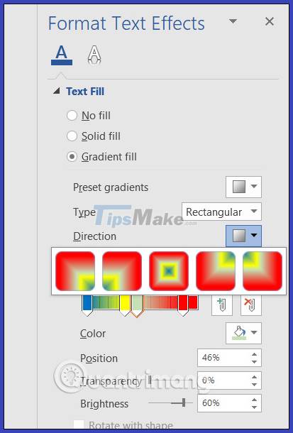 Instructions for creating Gradient effects in Word Picture 4