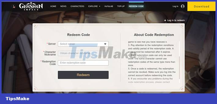 Instructions for entering the latest Genshin Impact codes and codes Picture 3