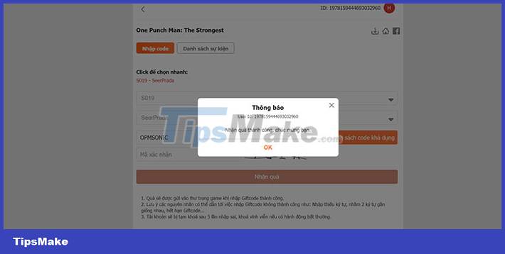 Instructions for entering the latest ONE PUNCH MAN: The Strongest code and code Picture 5