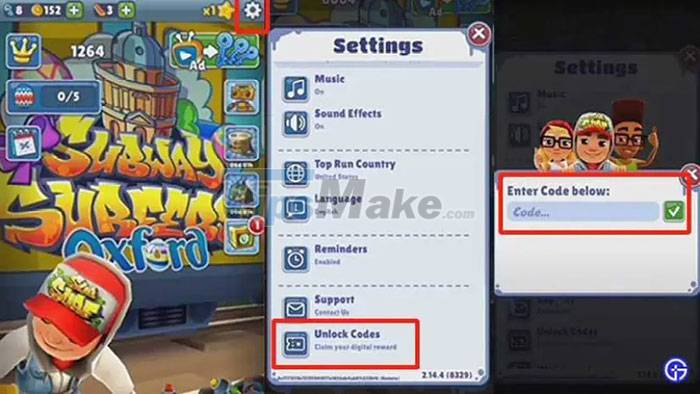 Instructions for entering the latest Subway Surfers and codes Picture 2