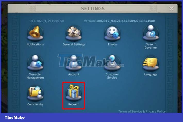 Instructions to enter the latest Rise of Kingdoms code and giftcode Picture 3