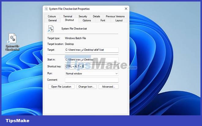 Steps to set up SFC shortcut on Windows 11 Picture 7