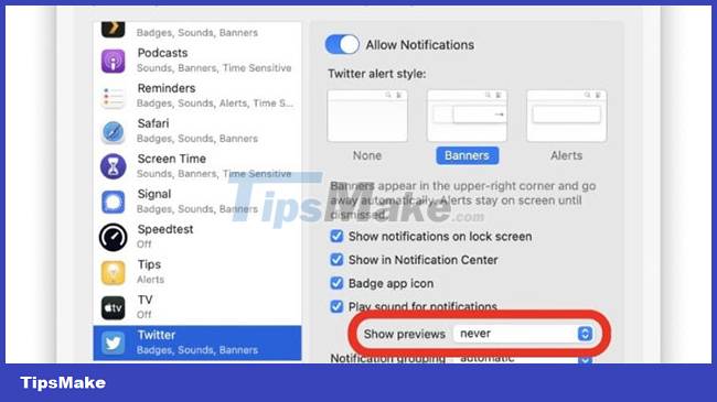 Turn off notification content previews on Mac Picture 2