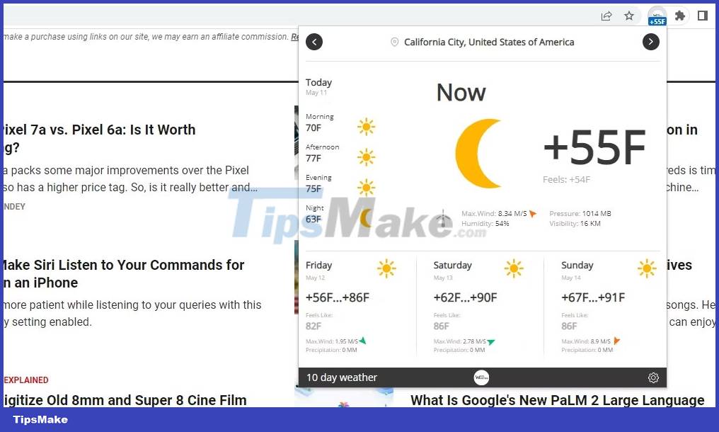 images 2 of 6 Chrome extension to check the weather from the current tab