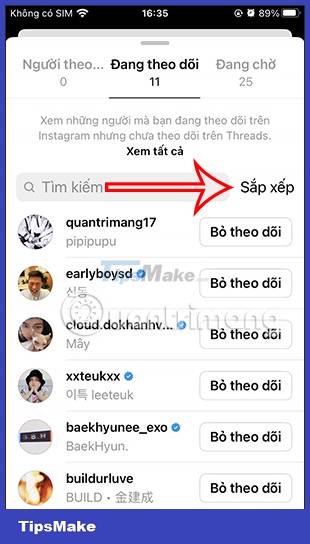 Picture 4 of How to change the display style of the list of accounts that Threads are following