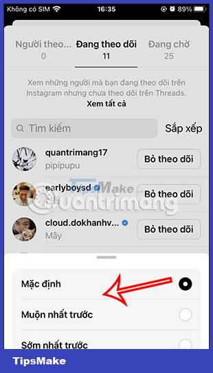 Picture 5 of How to change the display style of the list of accounts that Threads are following