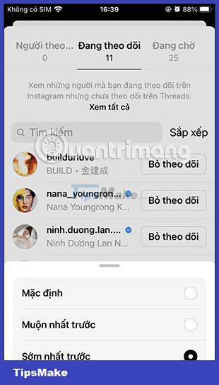 Picture 6 of How to change the display style of the list of accounts that Threads are following