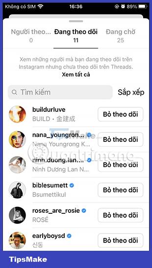 Picture 7 of How to change the display style of the list of accounts that Threads are following