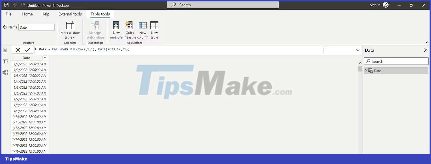 Picture 4 of How to create a date table in Power BI