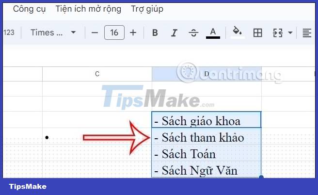 How to create bullet points in Google Sheets - TipsMake.com