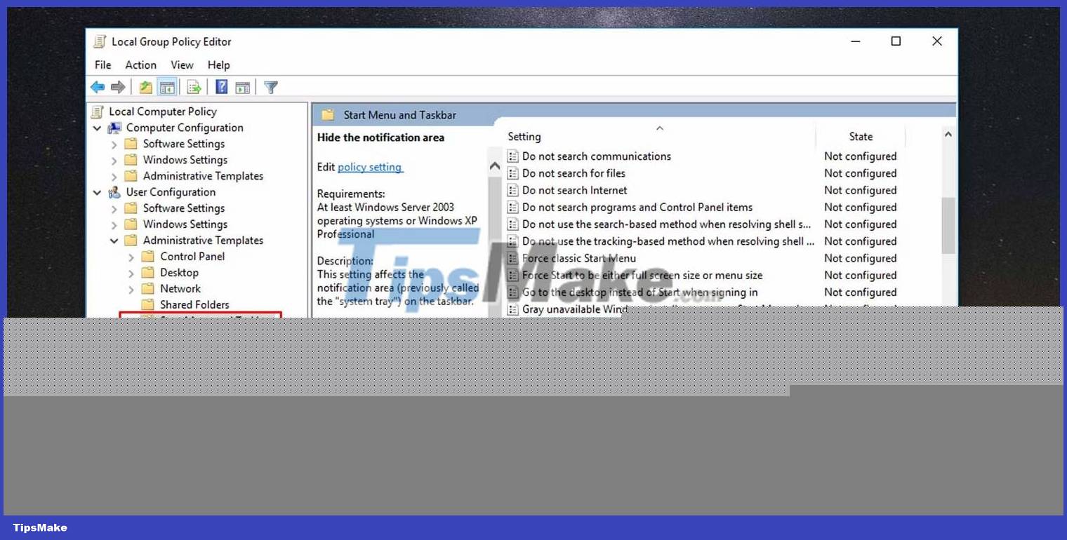 How to disable the notification area in Windows 10 Picture 2