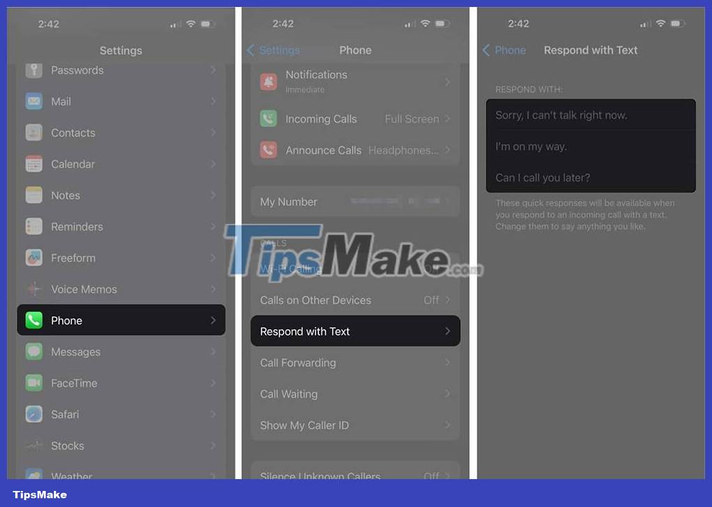 How to edit quick call response on iPhone Picture 1