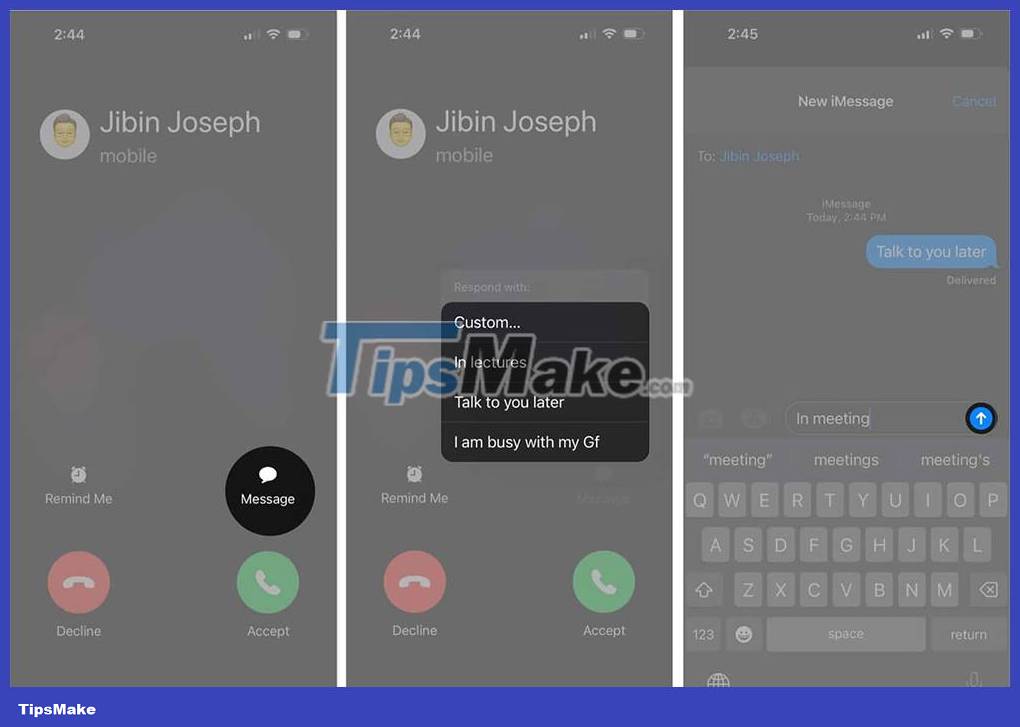 How to edit quick call response on iPhone Picture 3