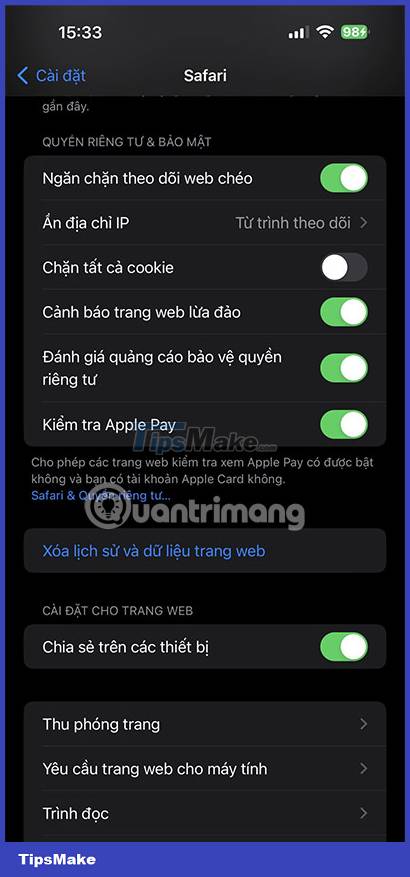 How to enable Coalition cookies, how to disable/enable cookies on iPhone Picture 5