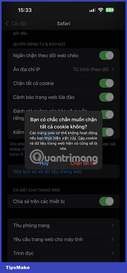 How to enable Coalition cookies, how to disable/enable cookies on iPhone Picture 6