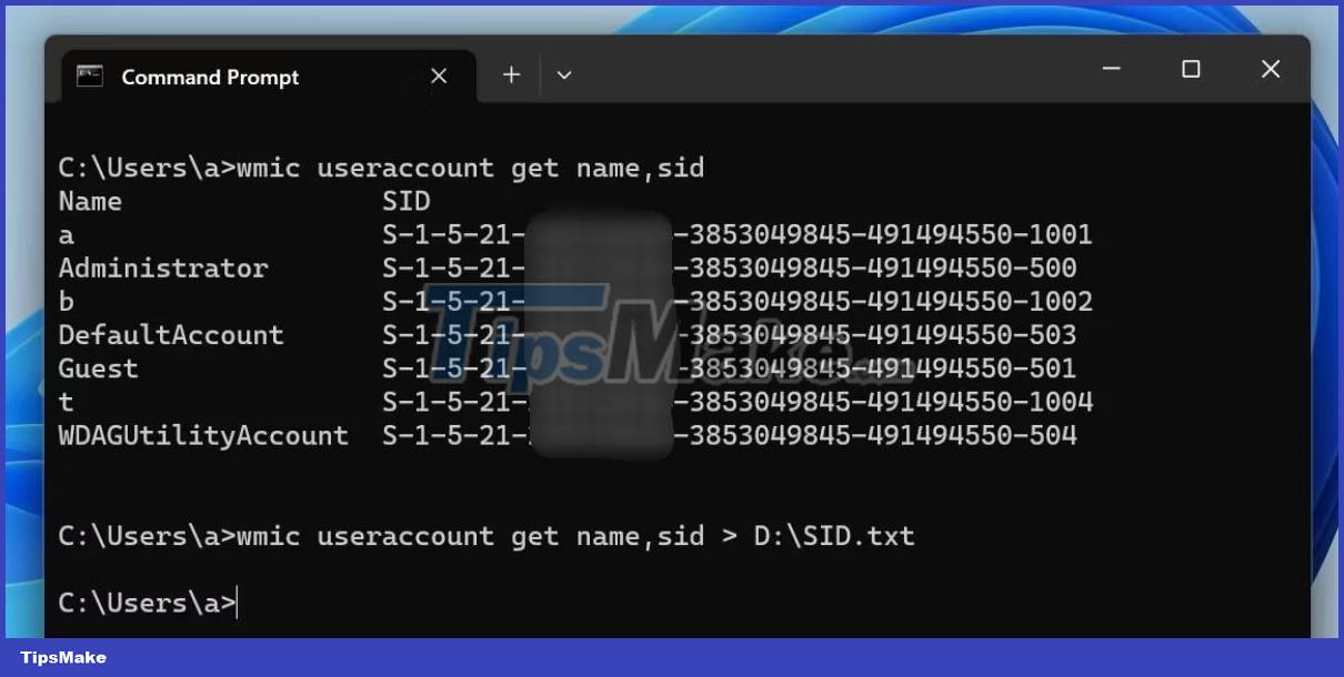2. Using WMIC - Security Identifier