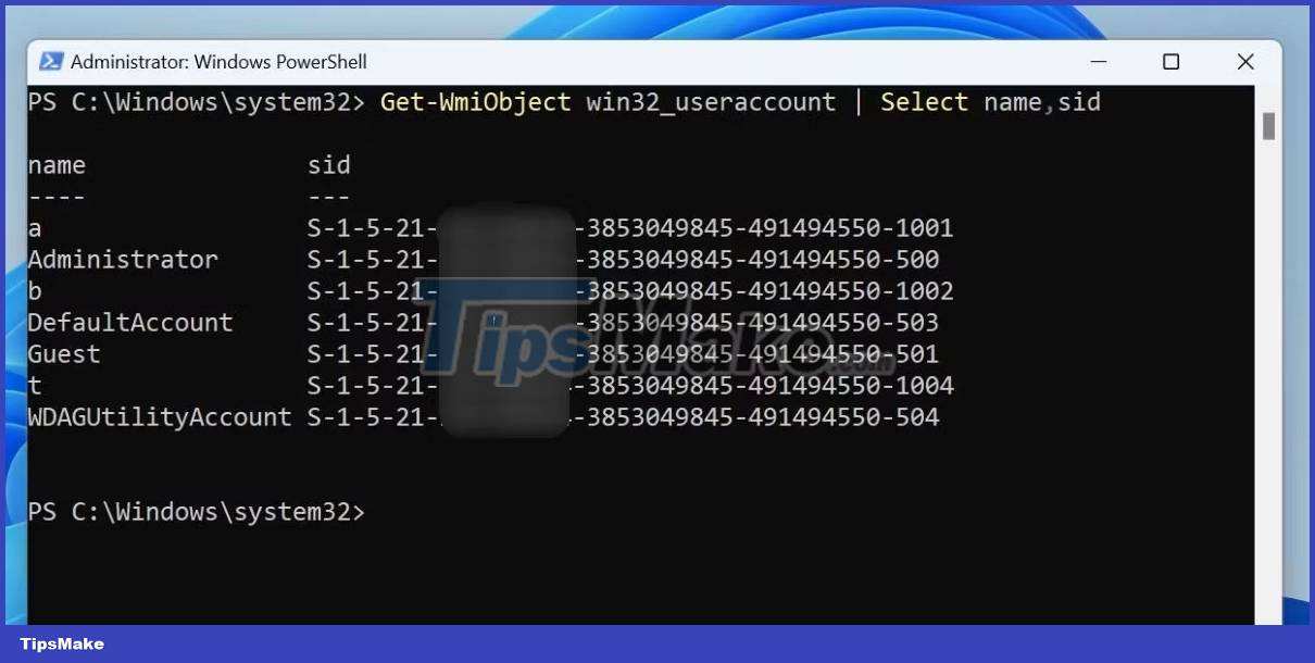 3. Using Powershell Cmdlet - Security Identifier