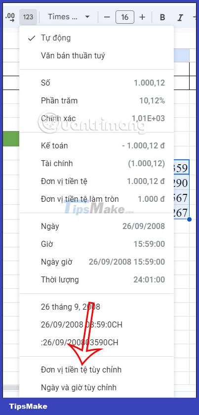 Insert the Symbol (€) Google Sheets in Currency Format - Insert Euro Google Sheets Symbol